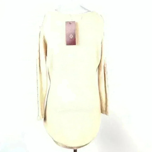 New Merry Jane sweater size S cream V-neck hi-lo - Picture 6 of 9